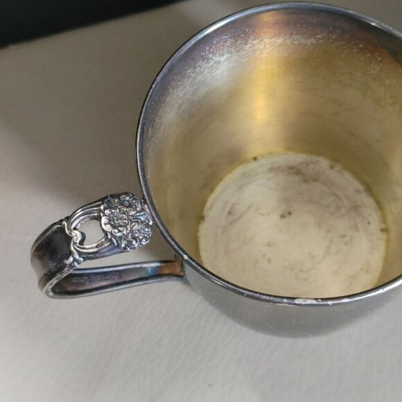 Rockford EPNS 526 1847 Roger Bros Monogram E Silver Soldered Nursery Cup Vintage - Picture 9 of 12